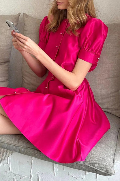 Celebrities Elegant Solid Buckle O Neck Princess Dresses