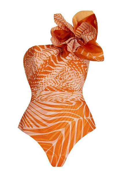 Sexy Print Patchwork Backless Swimwears (With Paddings)