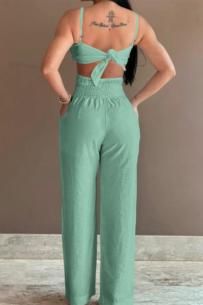 Sexy Solid Hollowed Out Pocket Flowers Regular Jumpsuits