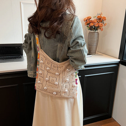 Sacs tissés en patchwork de perles pour tous les jours
