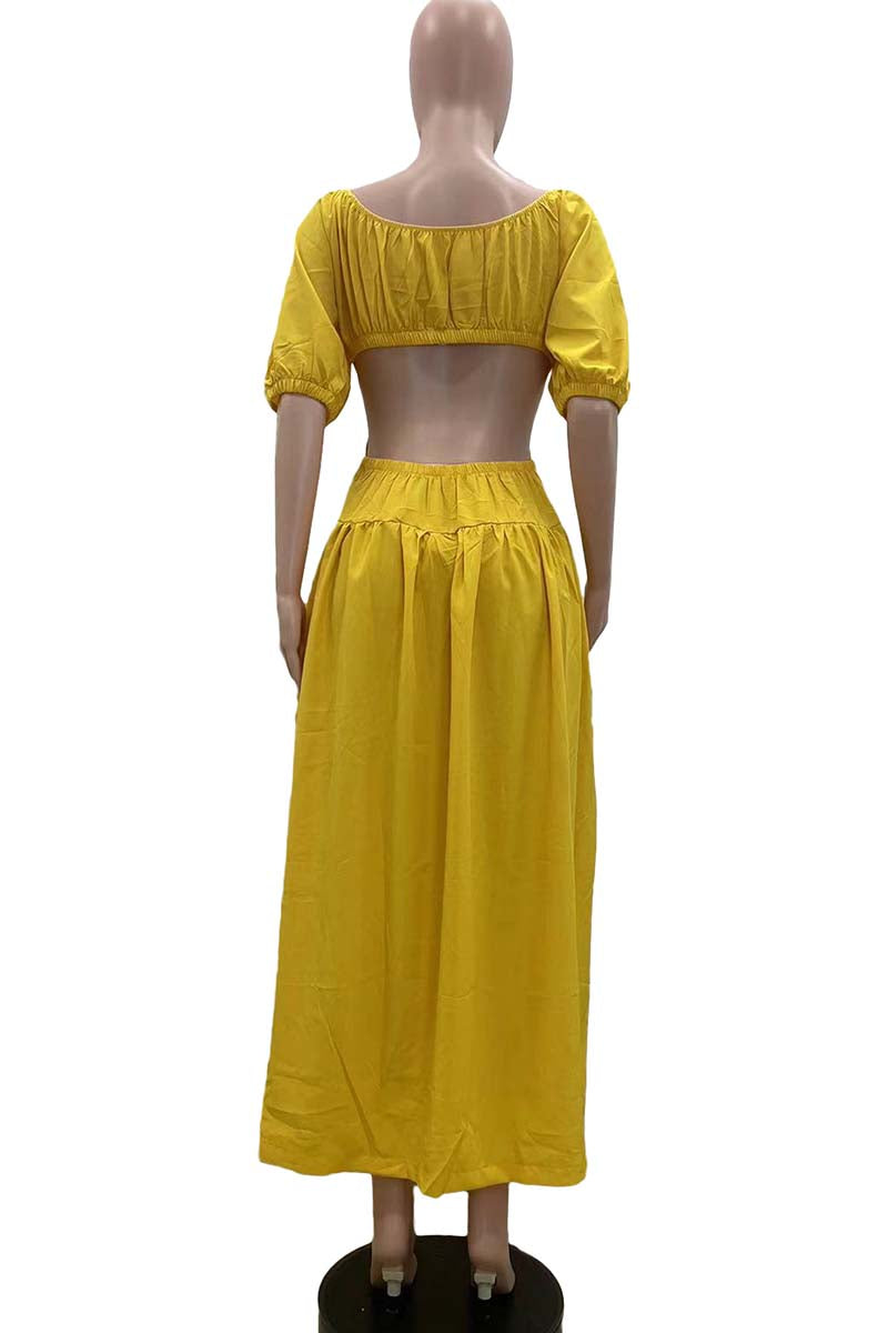 Casual Solid Basic U Neck Long Dresses