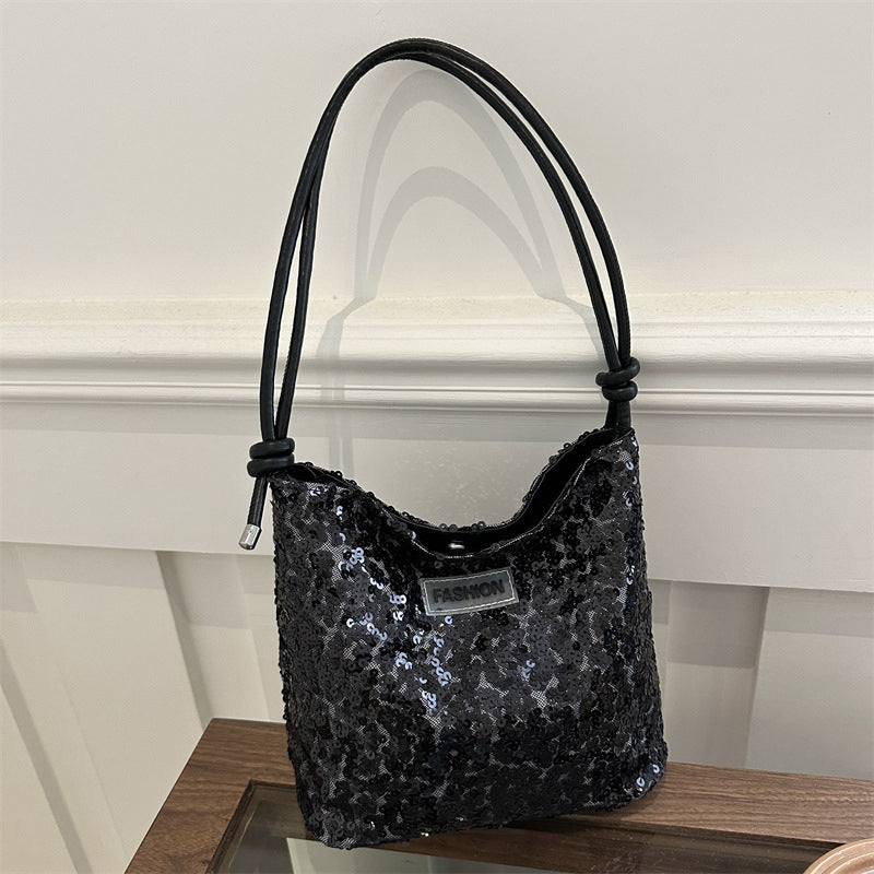 Daily Solid Sequins Bags Black One Size