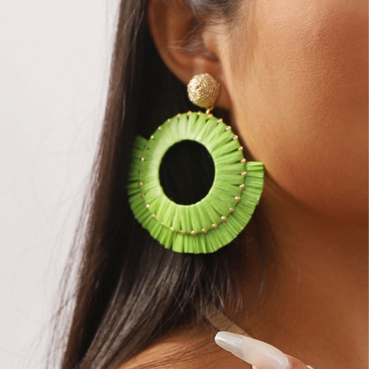 Casual Daily Vacation Solid Patchwork Earrings Green One Size