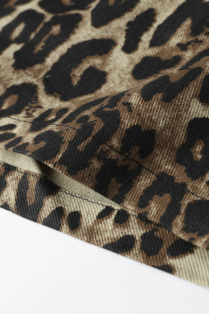 Casual Print Leopard Pocket Loose Type A Full Print Bottoms