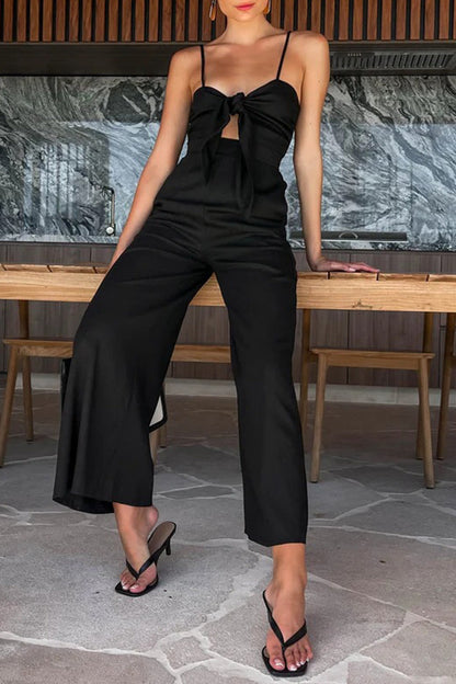 Casual Solid Pocket V Neck Loose Jumpsuits(3 Colors)