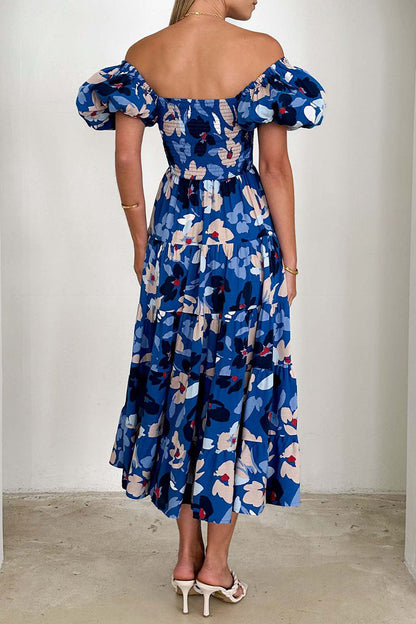 Elegant Floral Patchwork Off the Shoulder A Line Dresses