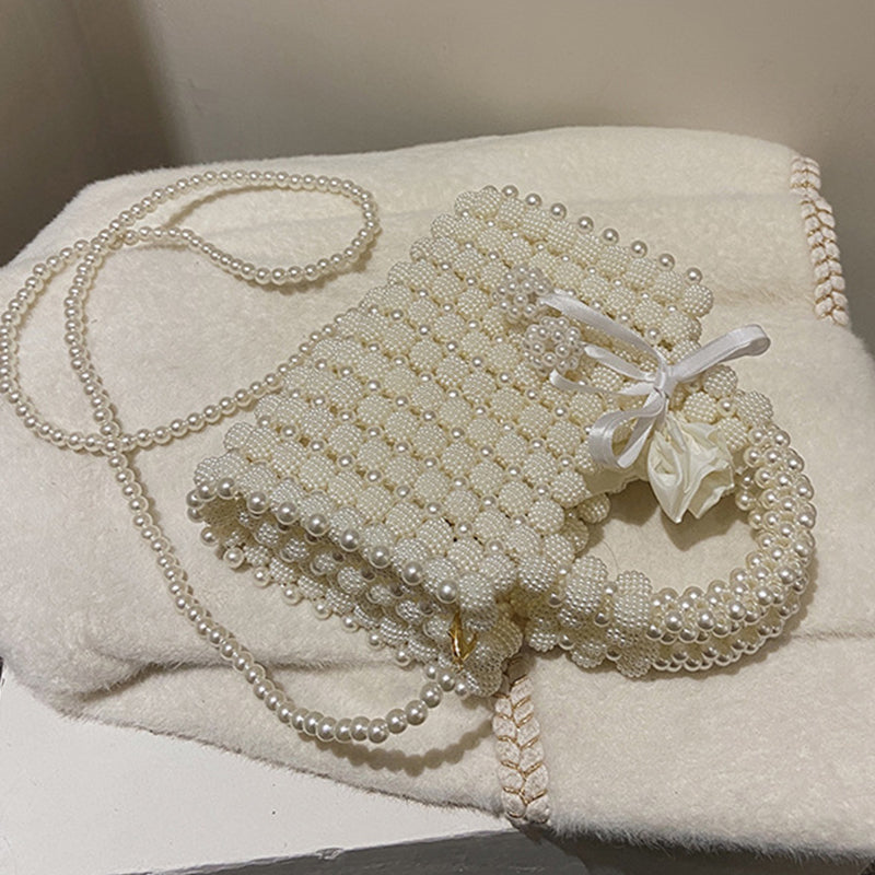 Casual Daily Solid Patchwork Pearl Weave Bags