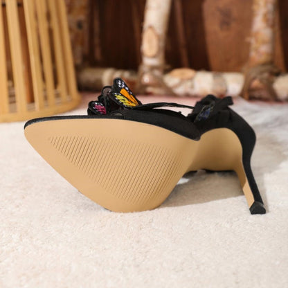 Casual Lace Up Butterfly Patchwork Pointed Out Door Shoes (Heel Height 4.52in)