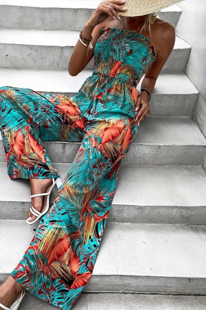 Sexy Casual Print Strapless Bodycon Jumpsuits(4 Colors)