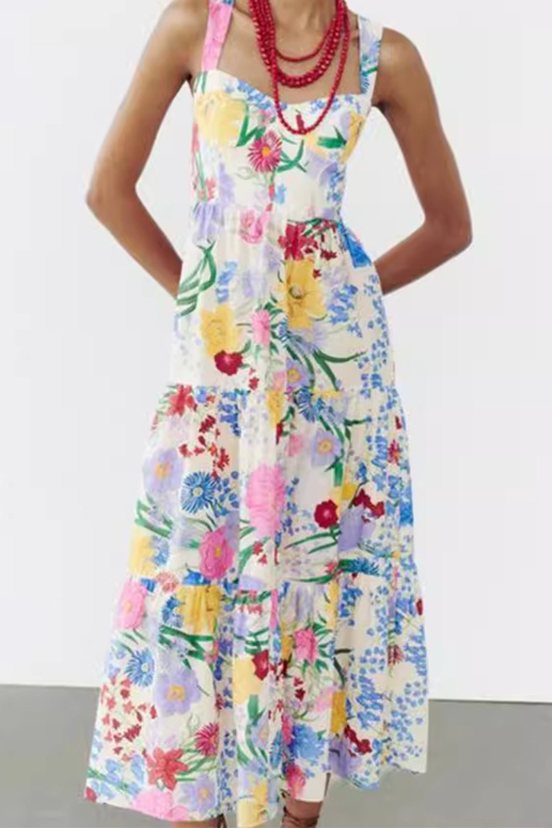 Casual Floral Print Patchwork Printed Dresses