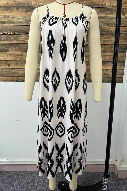 Casual Street Geometric Print U Neck Sling Dresses