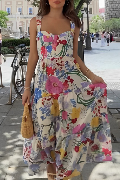 Casual Floral Print Patchwork Printed Dresses Colour