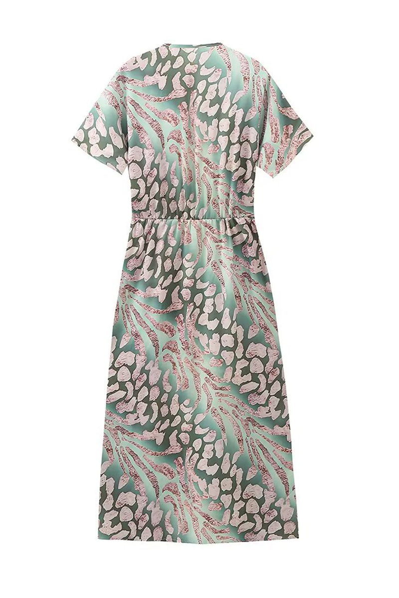 Sexy Floral Print Ruched V Neck A Line Dresses