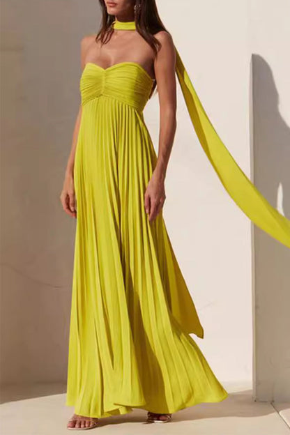 Sexy Solid Color Pleated Strapless Strapless Dresses