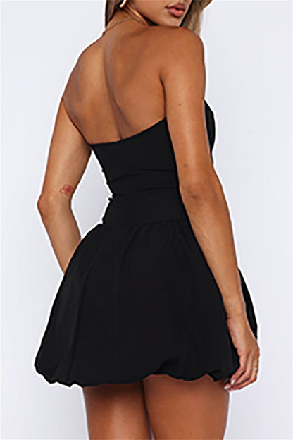 Sexy Casual Solid Color Backless Strapless Sleeveless Dresses