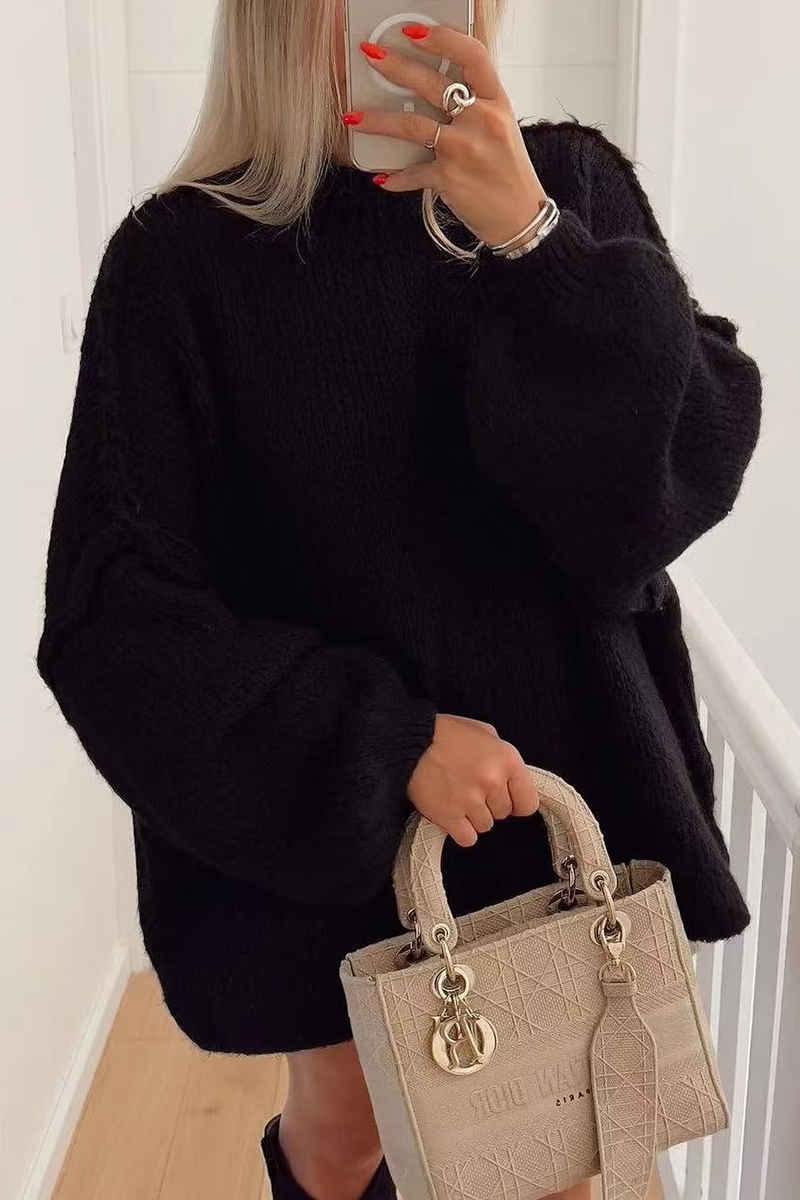 Casual Daily Solid Color O Neck Sweaters