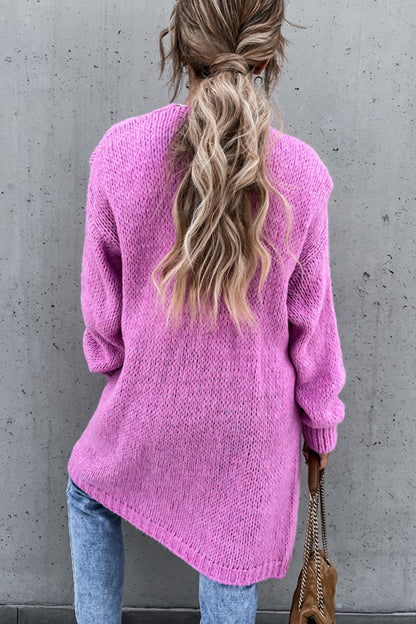 Casual Daily Solid Color Weave Cardigan Collar Tops