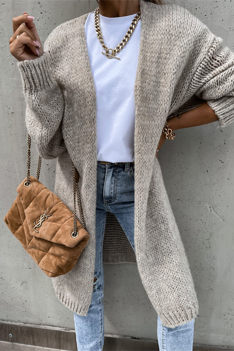 Casual Daily Solid Color Weave Cardigan Collar Tops