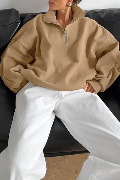 Casual Daily Solid Color Zipper Turndown Collar Tops