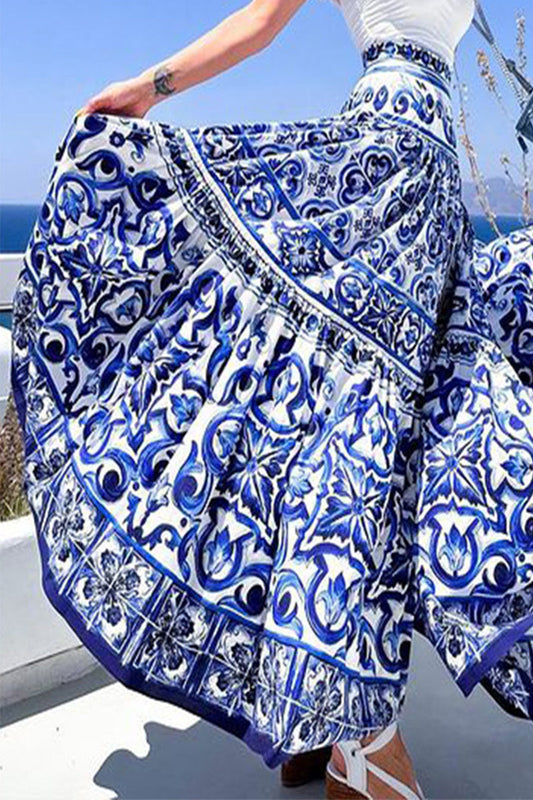 Bas à imprimé géométrique élégant et quotidien, taille haute, ample, type A, imprimé complet