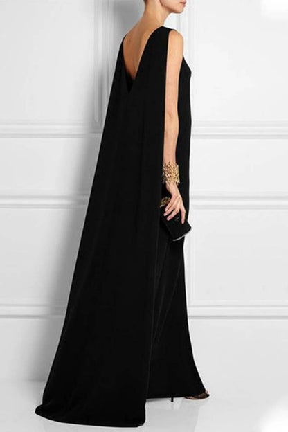 Casual Solid Color Backless O Neck Long Dresses