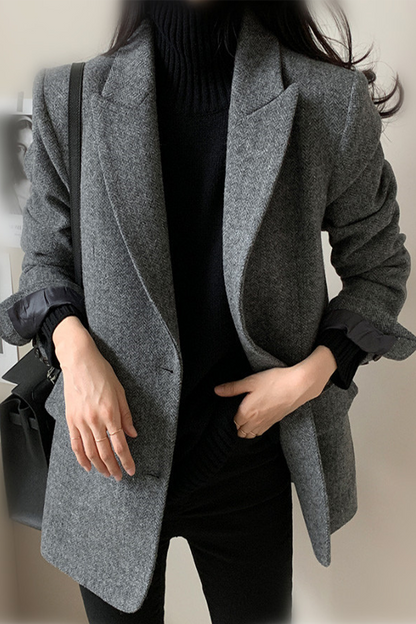 Casual Solid Color Pocket Buttons Turn-back Collar Outerwear