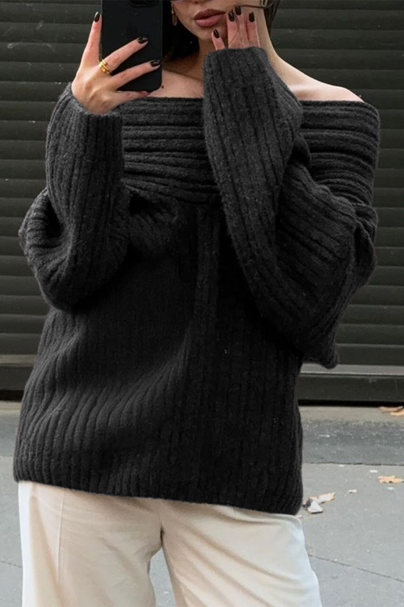 Casual Street Potholes Off Shoulder Sweaters(5 Colors)