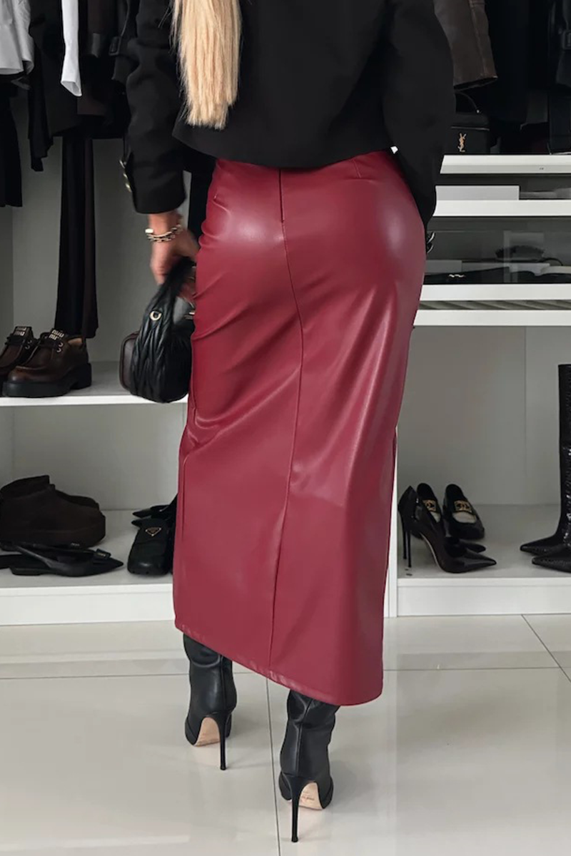 Sexy Solid Color Slit Regular High Waist Solid Color Bottoms