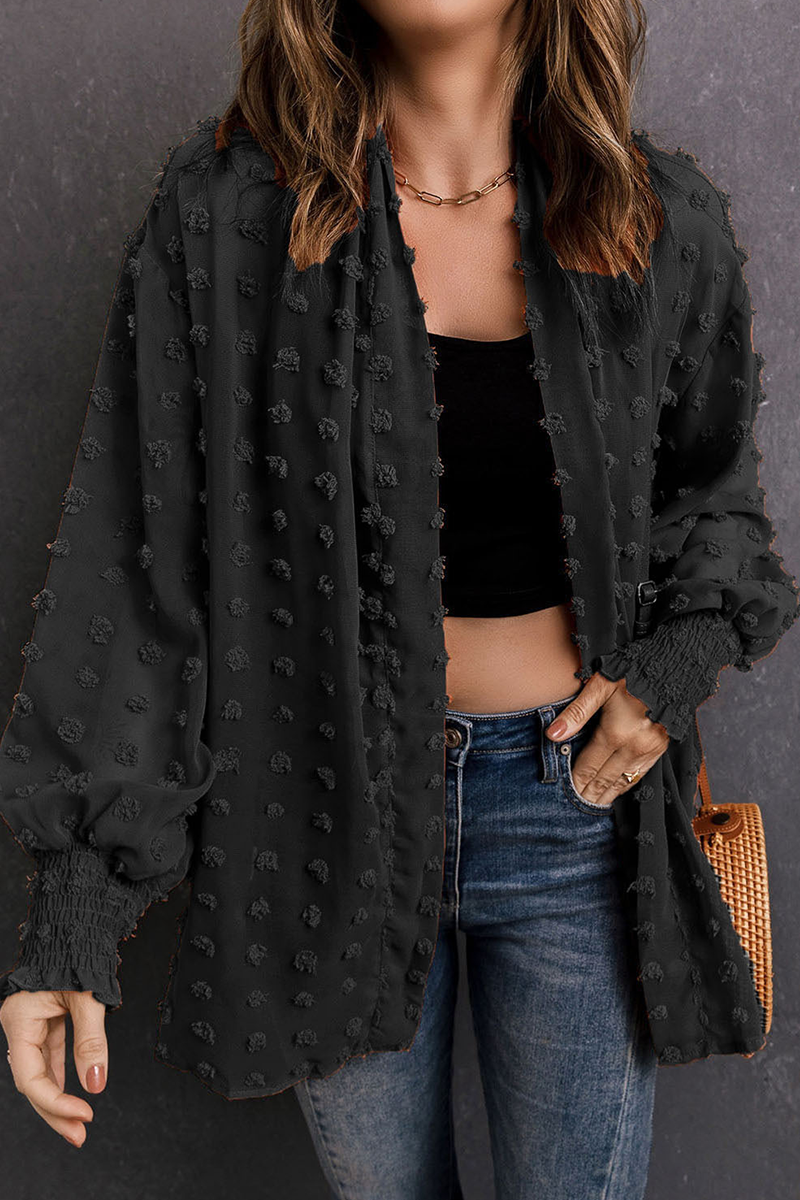 Casual Solid Color Fur Ball Cardigan Collar Outerwear