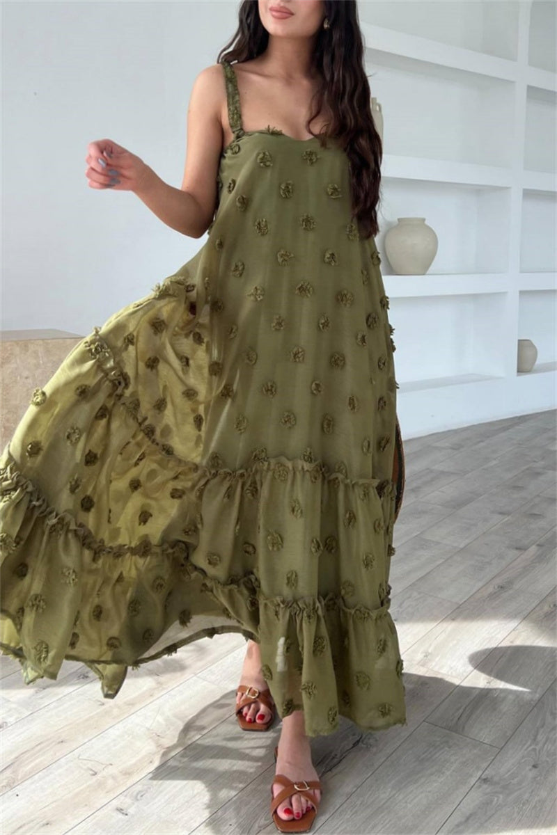 Casual Solid Color Backless Spaghetti Strap Long Dresses