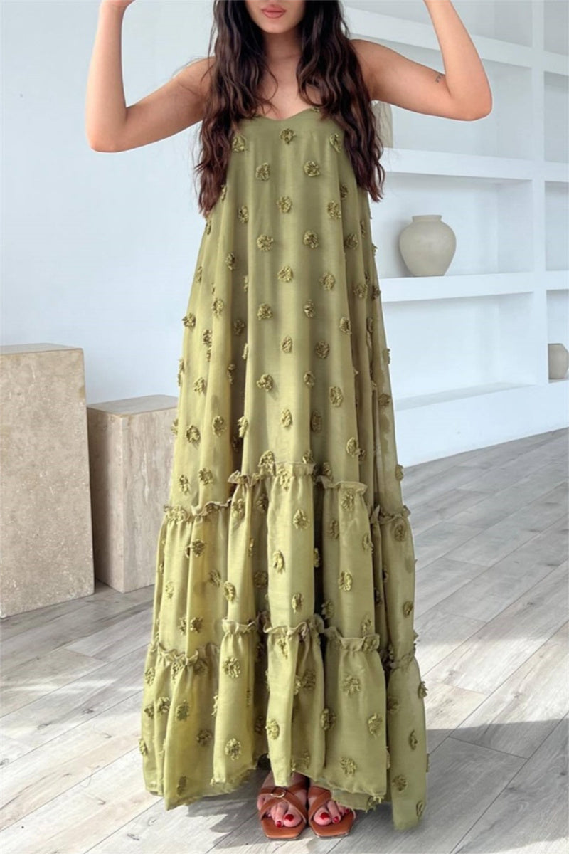 Casual Solid Color Backless Spaghetti Strap Long Dresses