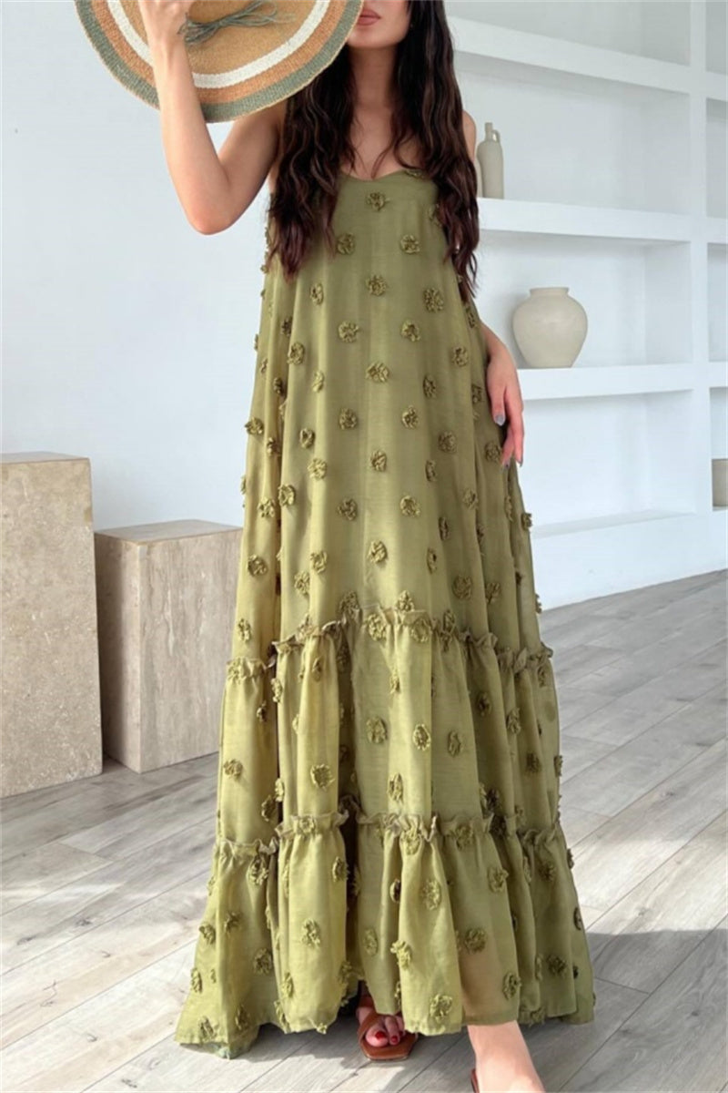 Casual Solid Color Backless Spaghetti Strap Long Dresses