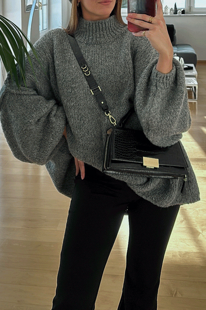 Casual Daily Solid Color Patchwork Weave Half A Turtleneck Tops