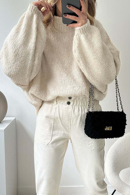 Casual Daily Solid Color Patchwork Weave Half A Turtleneck Tops