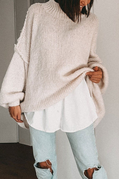 Casual Daily Solid Color Patchwork Weave Half A Turtleneck Tops