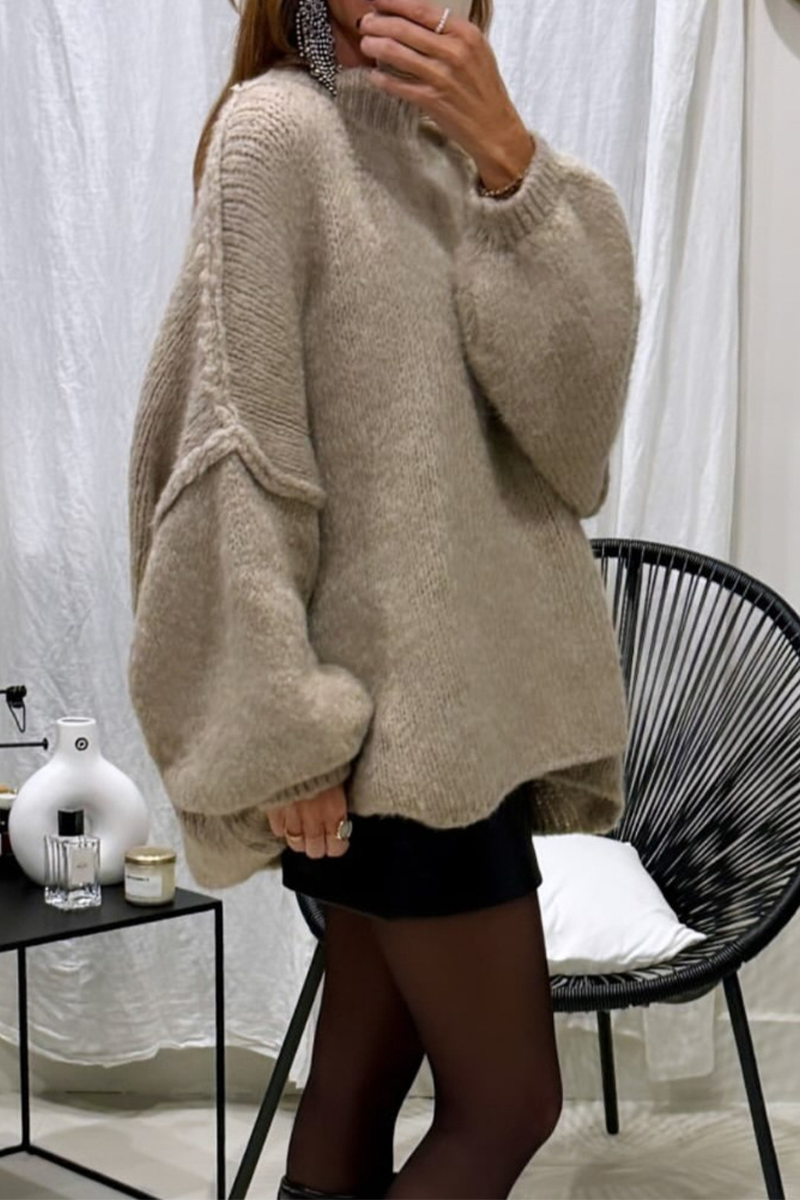 Casual Daily Solid Color Patchwork Weave Half A Turtleneck Tops