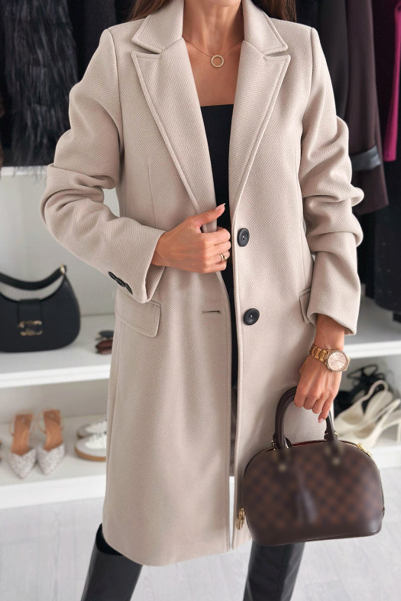 Casual Solid Color Cardigan Turndown Collar Outerwear