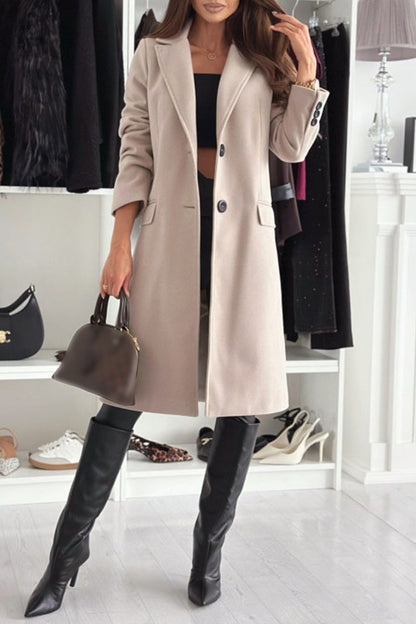 Casual Solid Color Cardigan Turndown Collar Outerwear