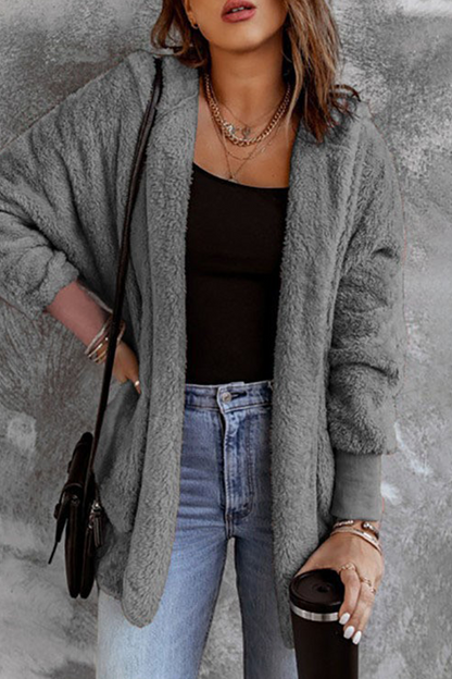 Casual Daily Solid Color Fluffy Cardigan Collar Outerwear