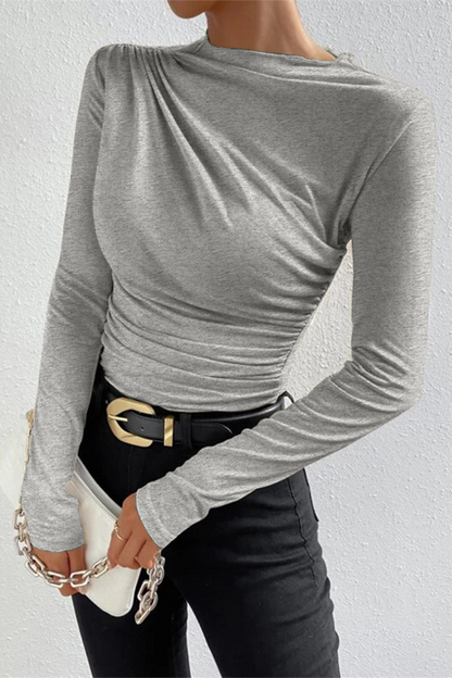 Casual Daily Ruched Half A Turtleneck Tops(5 Colors)