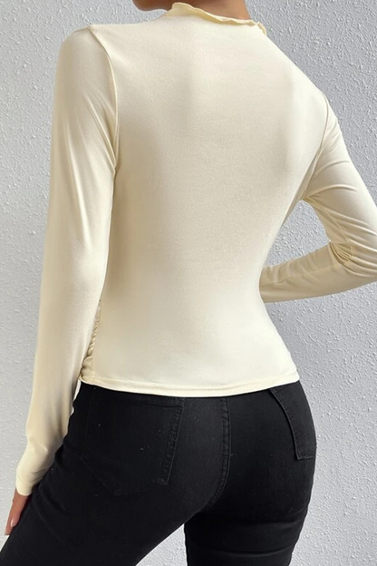 Casual Daily Ruched Half A Turtleneck Tops(5 Colors)