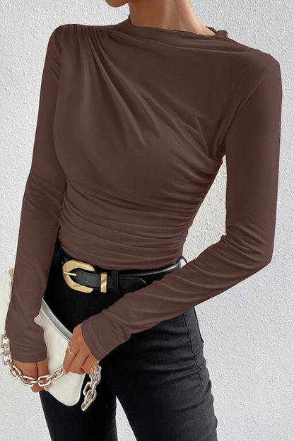 Casual Daily Ruched Half A Turtleneck Tops(5 Colors)