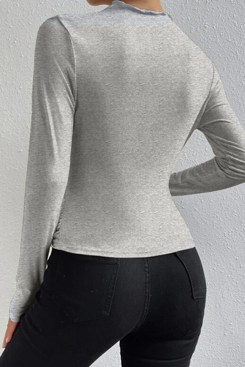 Casual Daily Ruched Half A Turtleneck Tops(5 Colors)