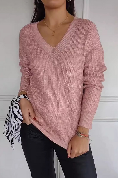 Casual Daily Patchwork V Neck Sweaters(5 Colors)