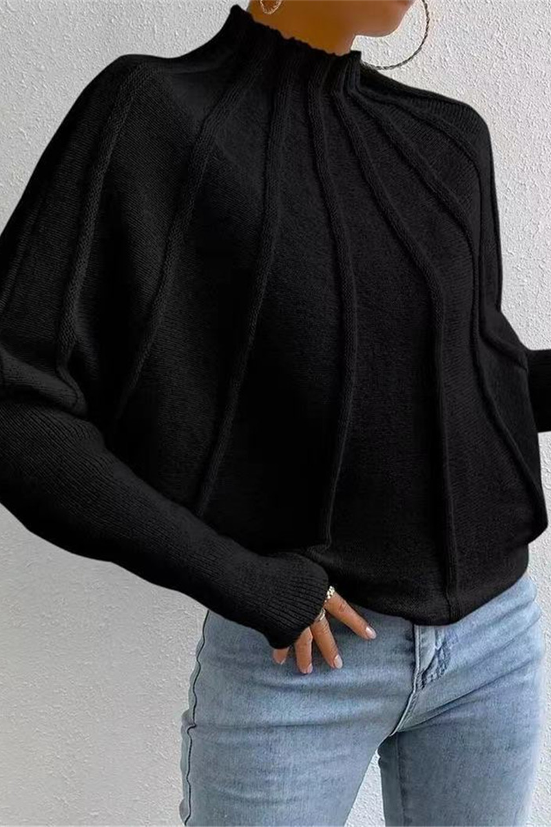 Casual Daily Patchwork Weave Half A Turtleneck Sweaters (3 Colors)