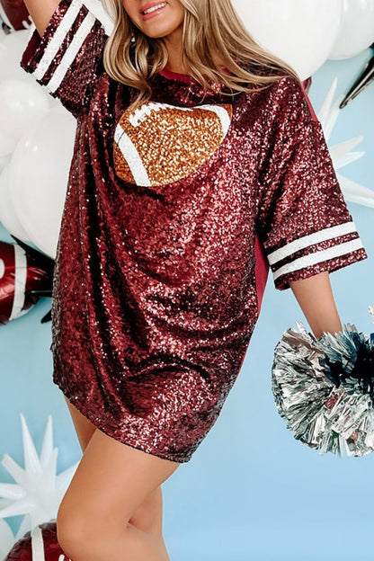 Casual Patchwork Sequins O Neck T-Shirts