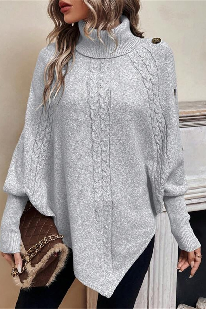 Casual Buttons Weave Turtleneck Sweaters(3 Colors)