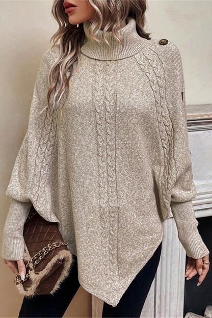 Casual Buttons Weave Turtleneck Sweaters(3 Colors)