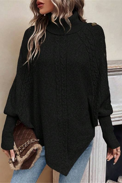 Casual Buttons Weave Turtleneck Sweaters(3 Colors)