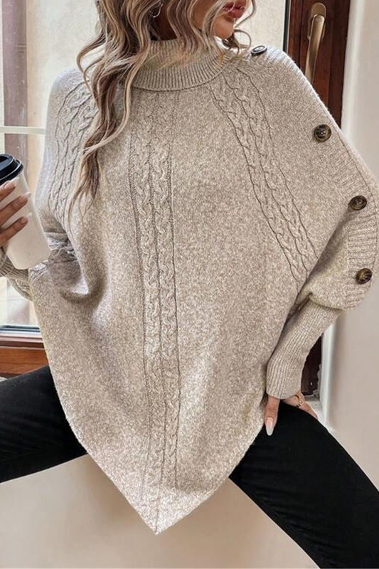 Casual Buttons Weave Turtleneck Sweaters(3 Colors)